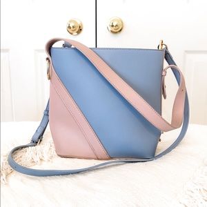 Adorable Blue/Pink Leather Crossbody